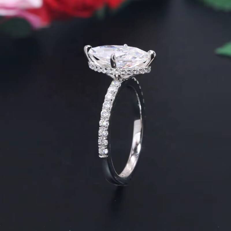 Custom Made Pass Diamond Tester Vintage Silver 9K 14K 18K Gold Wedding Flawless Marquise Moissanite Engagement Ring for Women