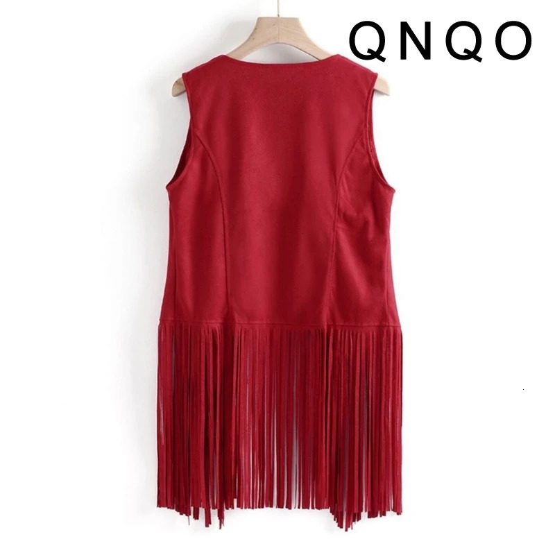 QNQO Tassel Vest for Women Pink Sleeveless Chic Casual Top Streetwear Female Fashion Vintage Solid Sexy Female Tank Top 251029