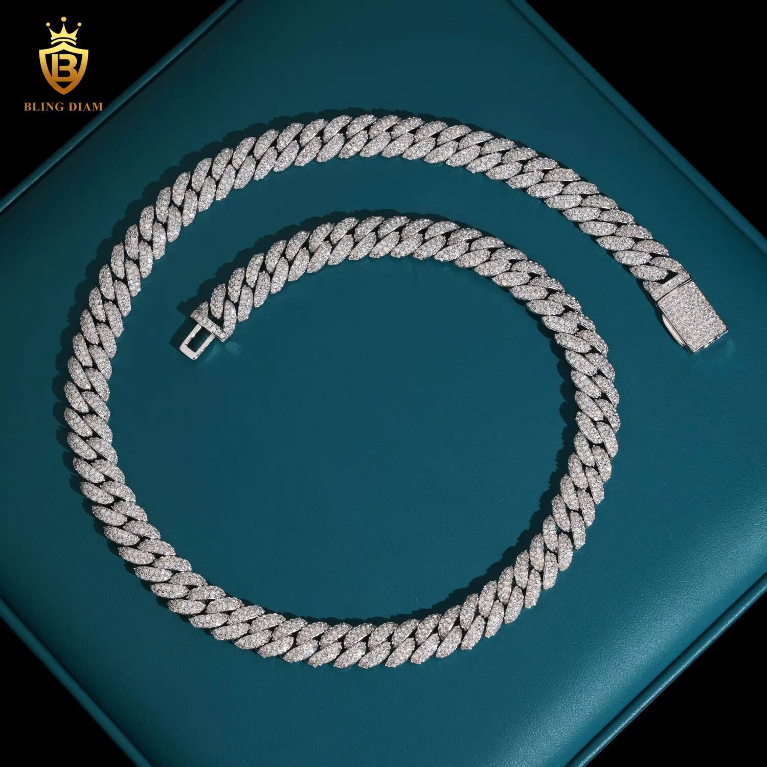 New Design HipHop 10MM S925 Silver Moissanite Cuban Chain Pass Diamond Tester Iced Out VVS Moissanite Necklace Cuban Link Chain