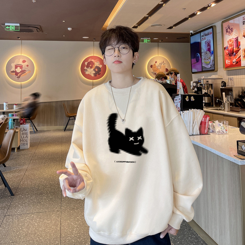 Men's new round neck sportswear autumn and winter designer wool lining thick American heavyweight long sleeved T-shirt fashionable loose men'