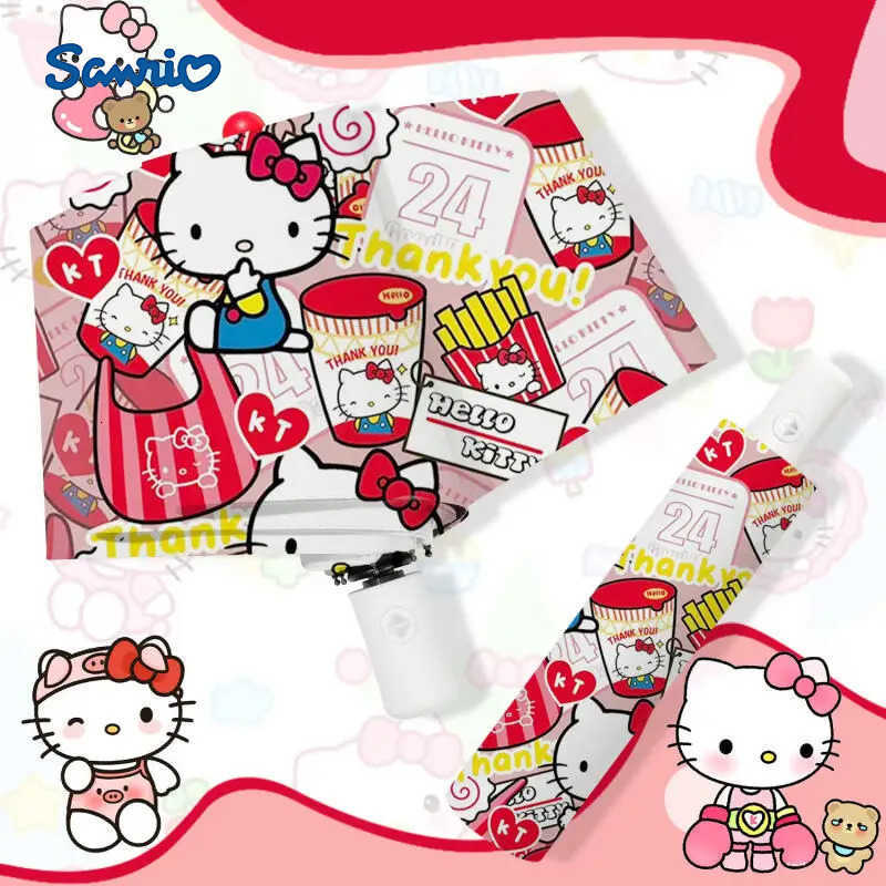 Sanrio Sanrio New Cartoon Umbrella Hello Kitty Kawaii Foldable Child Household Sun Umbrella Automatic Umbrella Sunshade Girl Umbrella L251029
