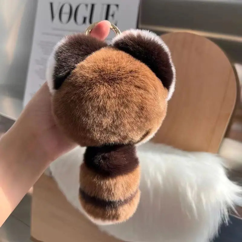 Real otter rabbit fur swing tail little raccoon fur bag pendant car interior pendant car key chain mobile phone pendant 251029