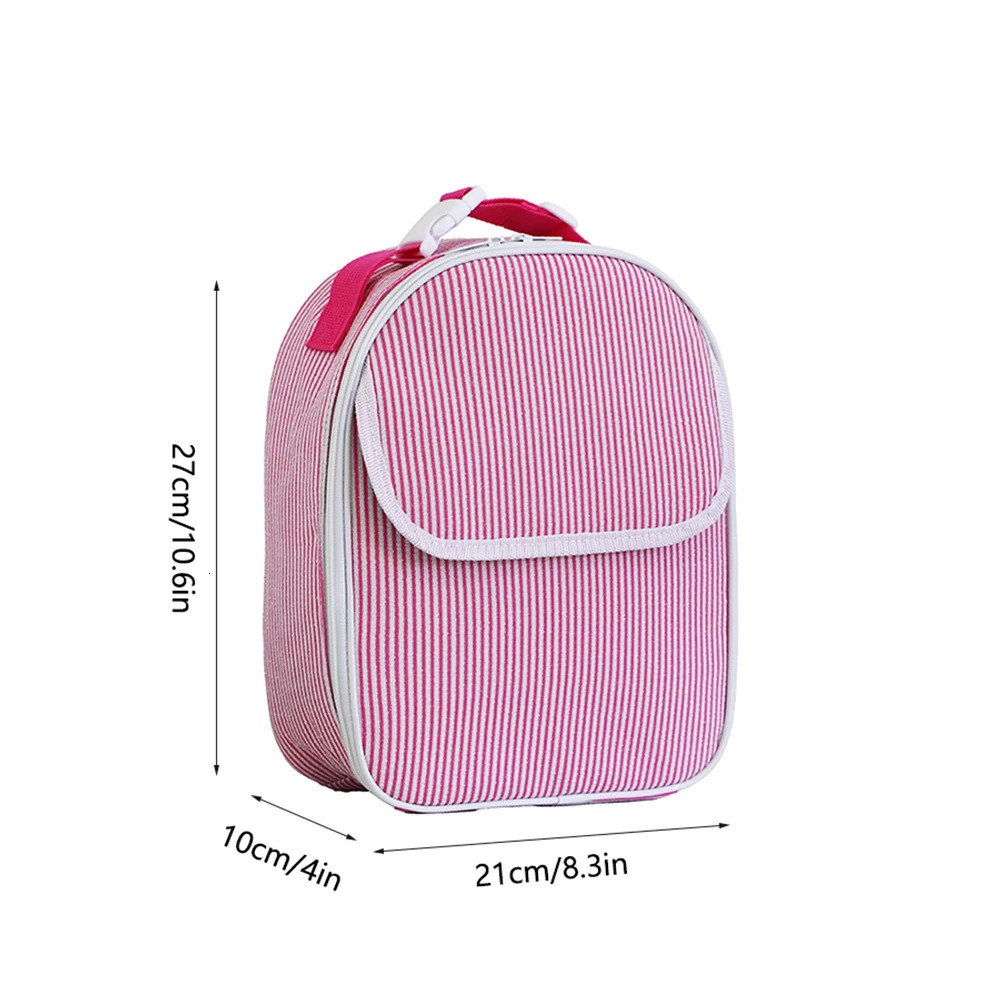 Striped Lunch Bag For Seersucker Insulated With Portable Handle School Lunch Box Travel Picnic Beach Outdoor Camping 251029