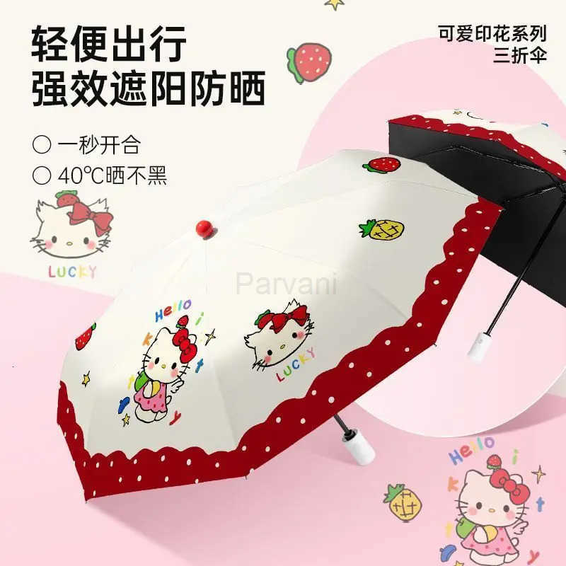 Sanrio Sanrio Kawaii Hello Kitty Umbrella Girl Good Looks Umbrella Sun Umbrella Sun Protection Uv Protection Fold Portable Parasol L251029