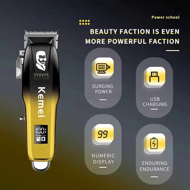 Kemei Electric Hair Trimmer for Men Professional Hair Clipper Cordless Trimmer USB Rechargeable Hair Cutting Machine KM709A Z251029