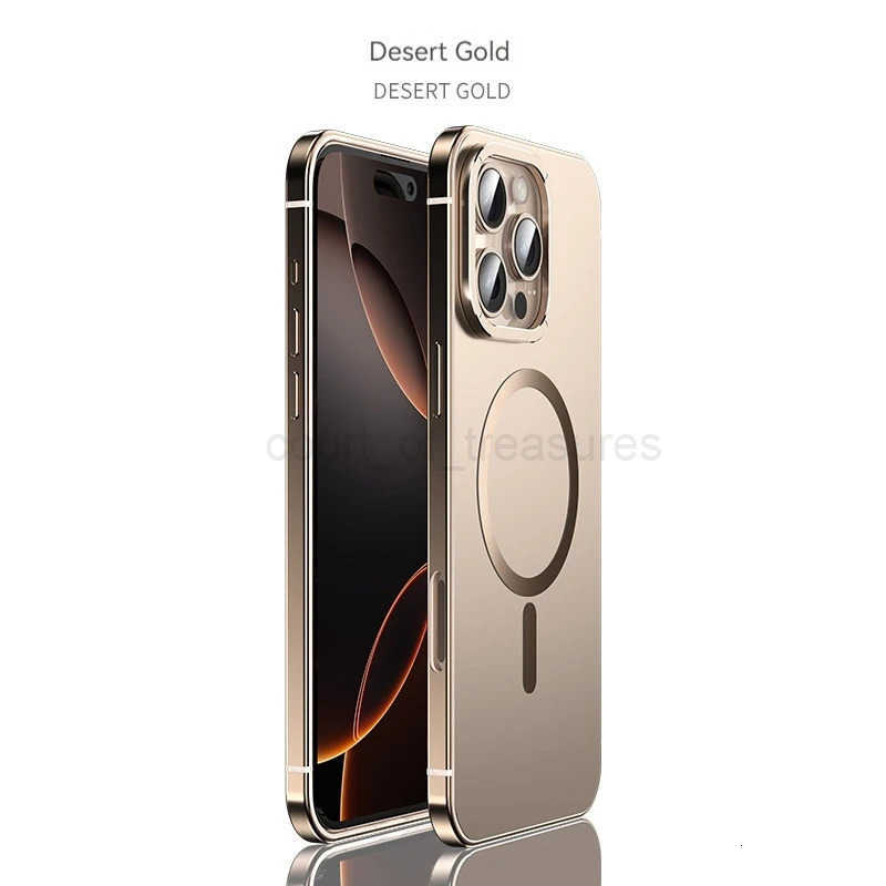 Stainless Steel Frame Magnetic Matte PC Back Plate iPhone Case for 16 15 Pro Max Wireless Charging Protect Case M251029