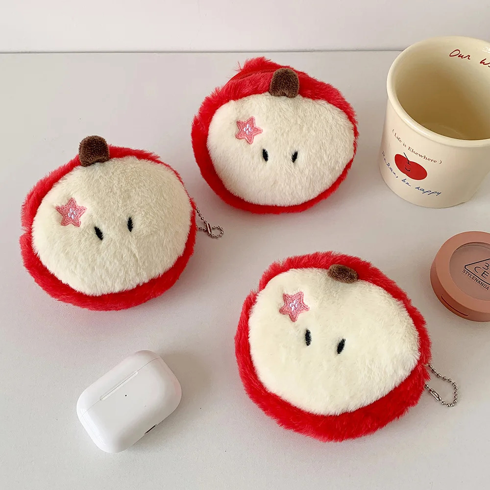 Kawaii Mini Apple Plush Coin Purse Creative Cartoon Mini Storage Bag Zero Wallet Cute Apple Coin Purse Holiday Party Gifts 251029