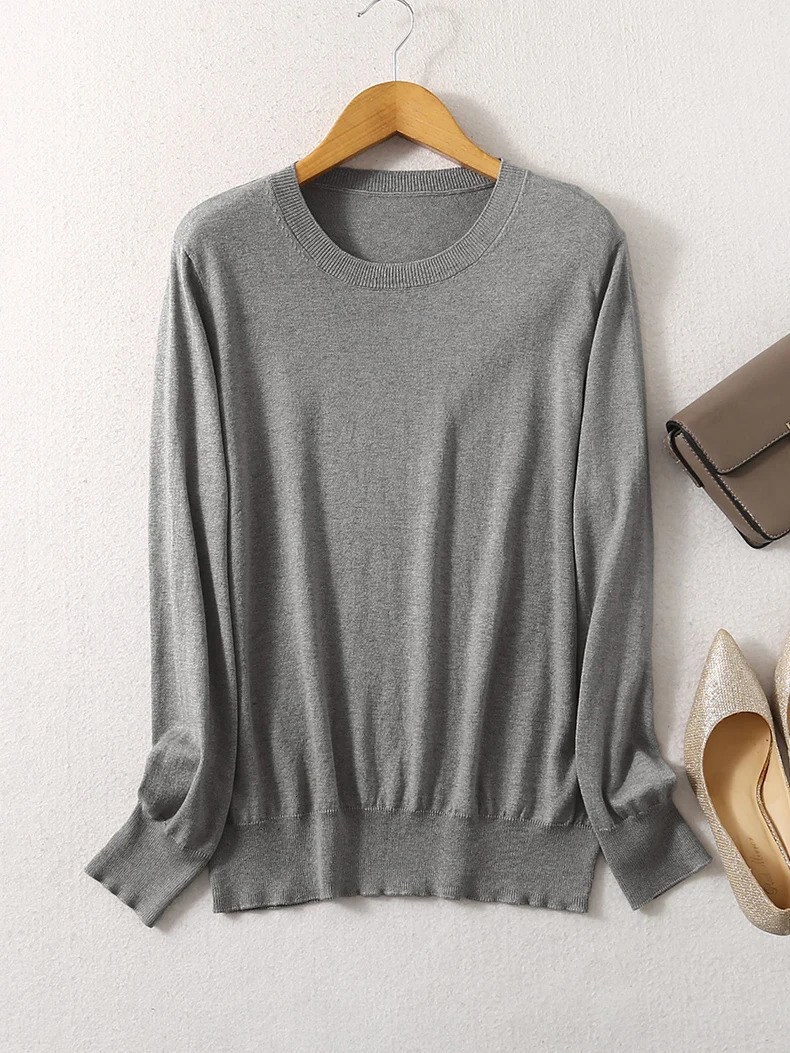 SuyaDream Woman Basic Sweaters Silk and Cashmere Blend O neck Pullovers Solid Sweaters Fall Winter Bottoming Shirts 251029