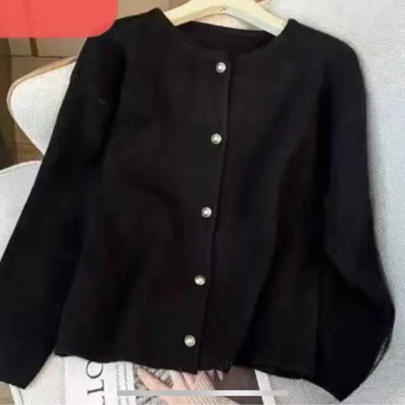 Korean Round Neck Single Breasted Solid Color Knitted Cardigan Womens Autumn and Winter New Loose Casual Soft Sweater JacketT251028