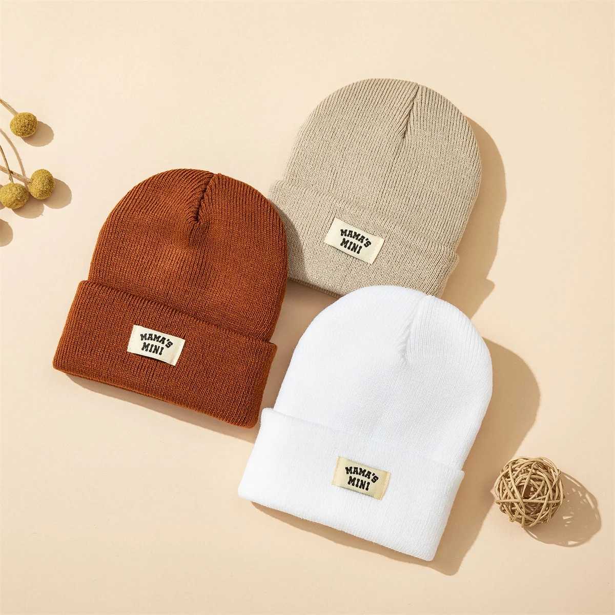 3pcsset Hot sales Autumn and Winter Warm 024 Month Kids Cap With Letter Boy Girls Soft Knitted Hat Children Head Accessories251028