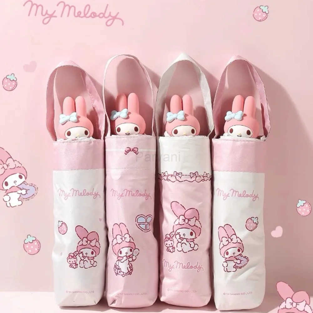 Sanrio Sanrio Cute Umbrellas My Melody Kuromi Cartoon 3D Doll Head Simple Fresh Fashion and Exquisite Ultravioletproof Umbrella Gifts L251029