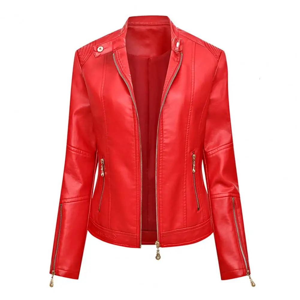 Elegant Faux Leather Jackets Women Lapel Zipper Long Sleeve Female Coats Autumn Winter Lady Street Spring Coat Moto Jacket 251029
