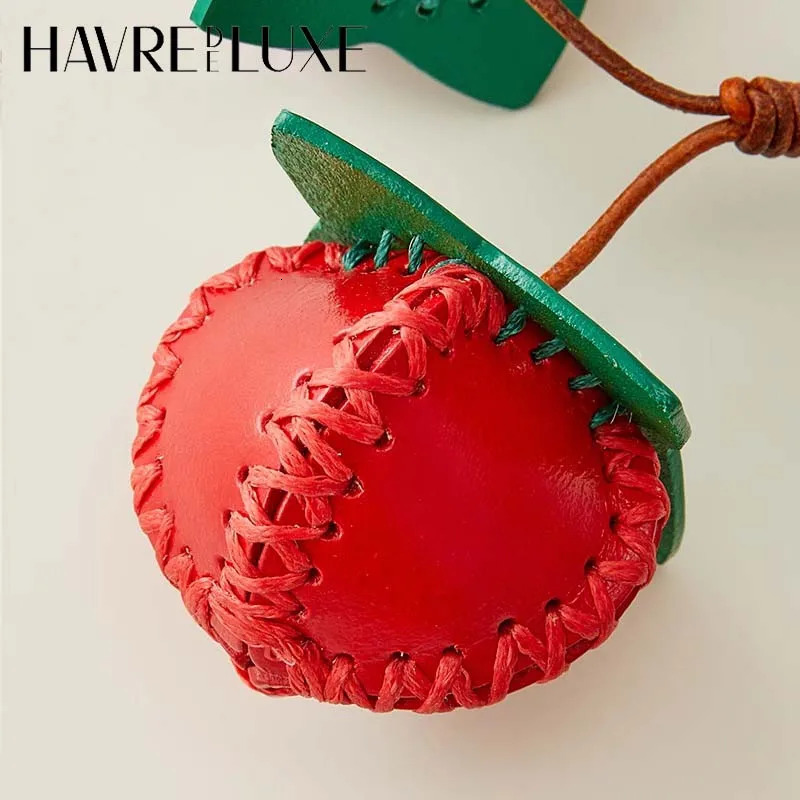 Persimmon charm cow leather fashion highend tomato keychain decoration pendant good things come to pair bag accessories 251029