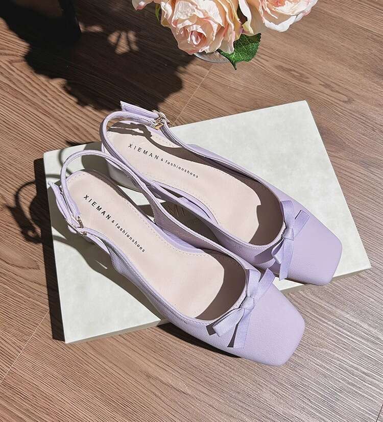 Women's 2025 Summer New Style Designer Shoe Gentle Temperament Fairy Style Peep-Toe Backless Chunky Heel Mary Jane High Heel Sandals