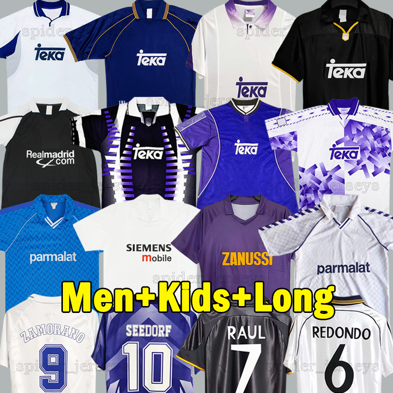 kaka BENZEMA retro soccer jerseys 1984 86 88 ZIDANE RealMadrid R.CARLOS 1990 94 96 98 Football Shirts Long sleeves REDONDO RAUL Modric 2000 01 MORIENTES kids kits Sets
