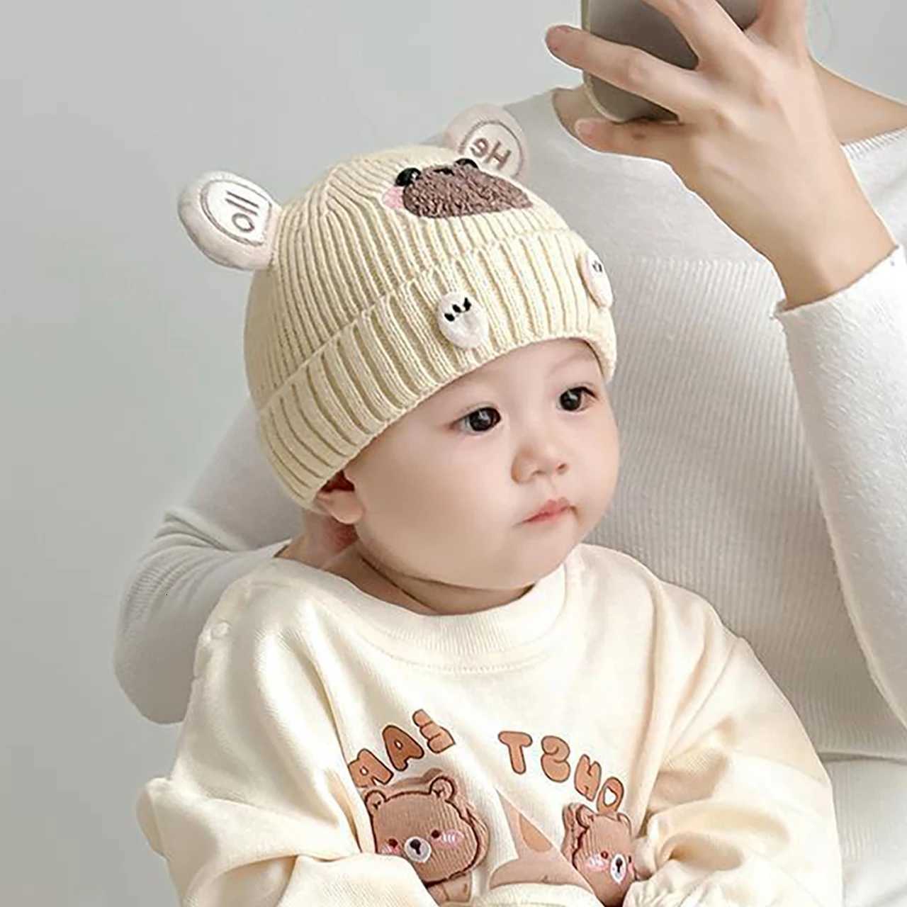 Liner Velvet Beanie For Baby Winter Warm Pullover Cap Cute Cartoon Newborn Woolen Bonnet 01year Boys Girls Children Knitted Hat251028