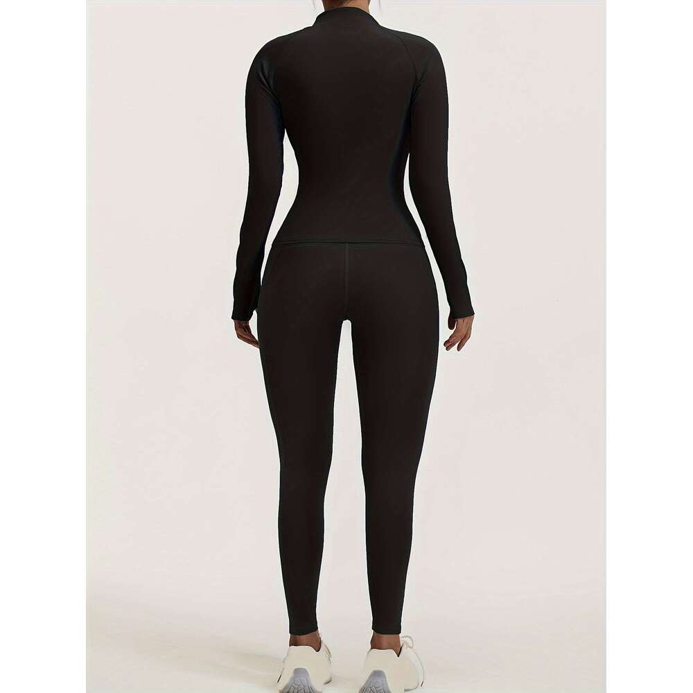 4pcs Women'S Wear Workout Set with Zipper Jacket Leggings Sports Bra Euro Size for Running Fiess And Yoga