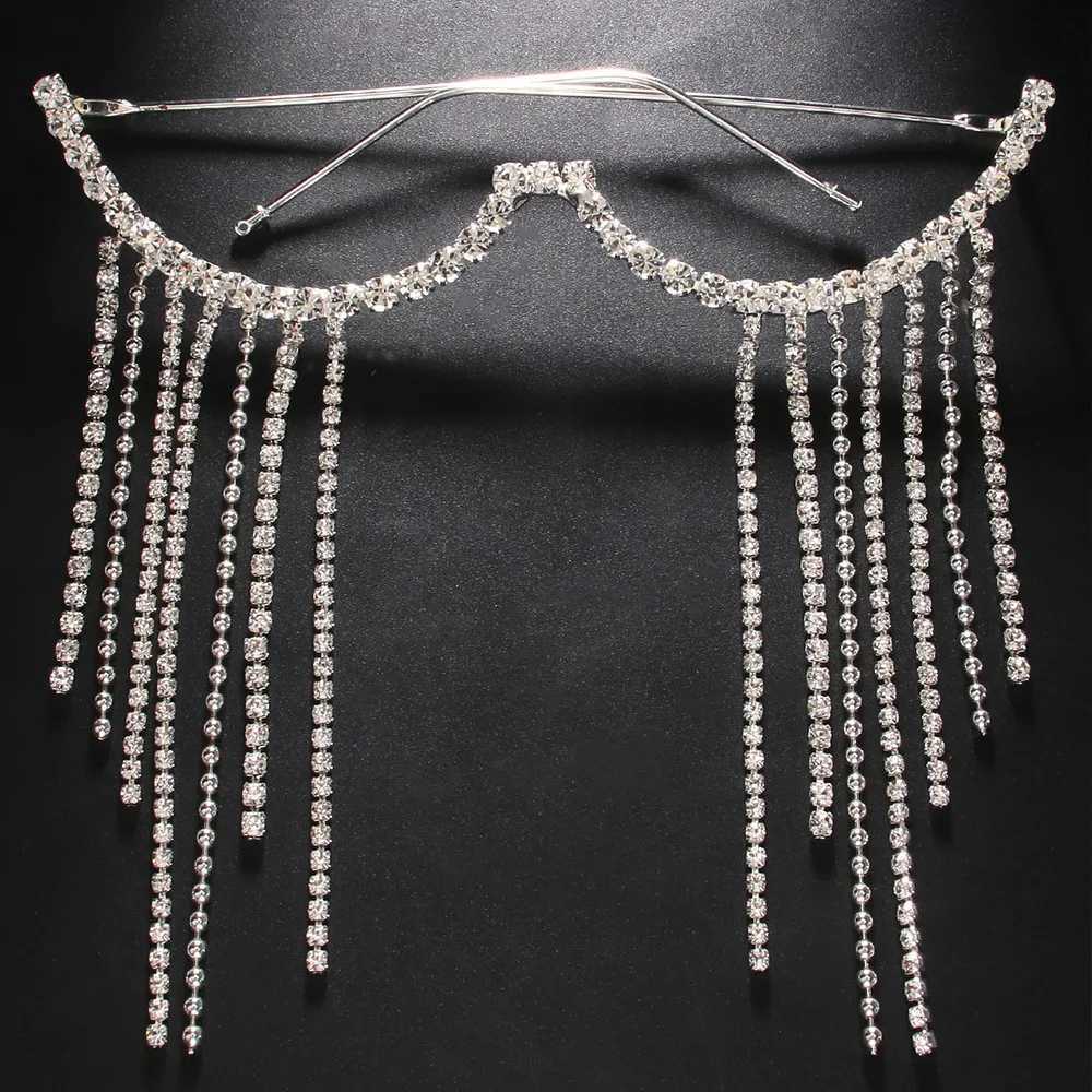 Stonefans Rhinestone Half Frame Glasses Frame for Women Free Shipping Luxury 2023 Luxury Crystal Tassel Eyeglasses Jewelry GiftW251029