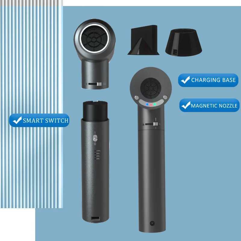 Wireless Portable Hair Dryer with Hot and Cold Wind Switch Rechargeable Battery USB Charger for Home Travel Pet Baby Equipment W251029