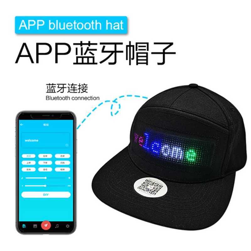 USB charging Bluetooth LED Smart Cap Customized Bluetooth Hat Mobile APP Control Editing Hat for Christmas Birthday Party giftW251029
