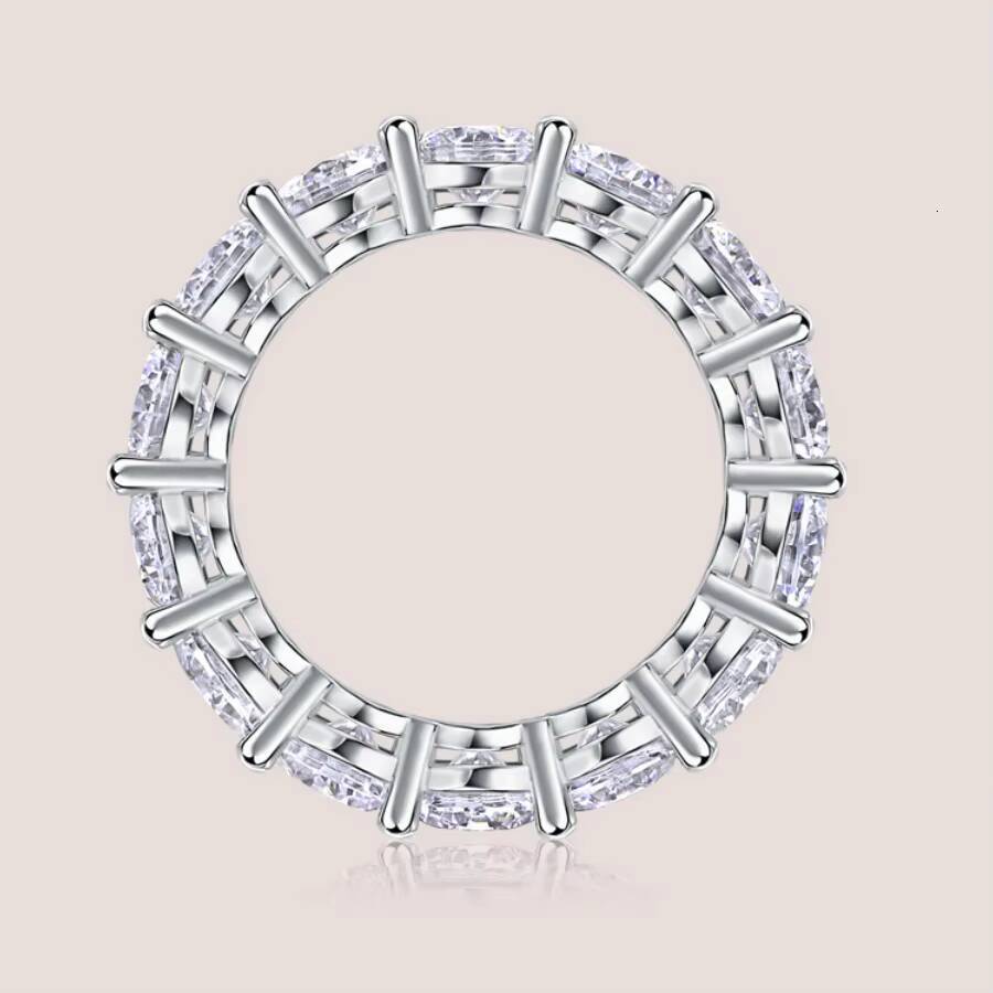 Gra Certified Moissanite Diamond Ring 925 Sterling Sliver Iced Out Hip Hop Tennis Eternity Band Cuban Link Fine Jewelry