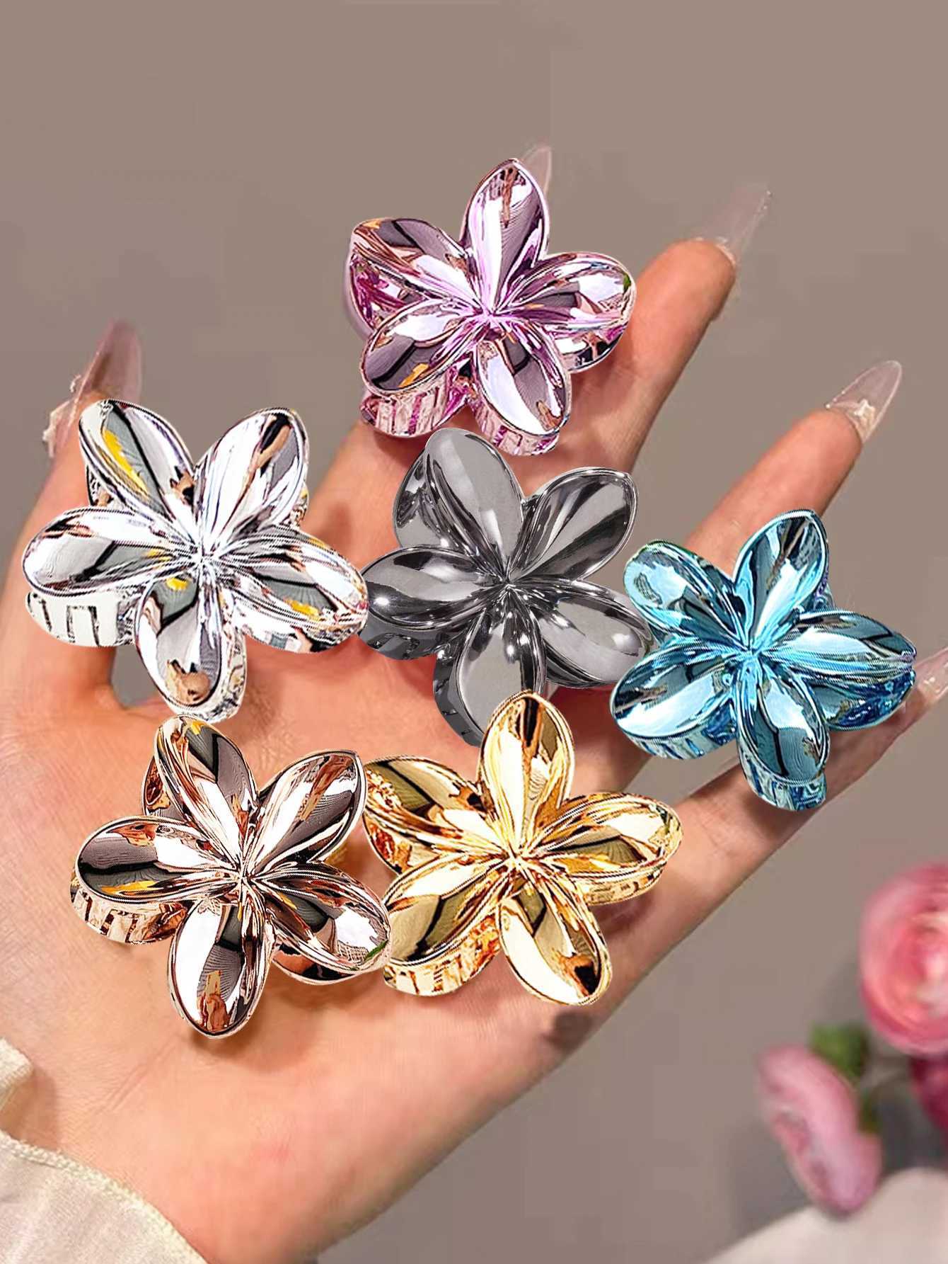 16 Pcs Fashion Simple Shiny Egg Flower Hair Claws For Women Girls Party Hair AccessoriesW251028