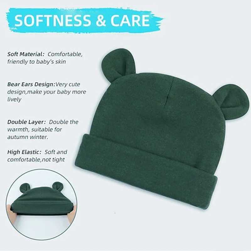 06M Newborn Baby Beanie Cute Baby Hat with Ears Cotton Stretch Boys Girls Warm Hat Baby Gift Bonnet Cap Hair Accessories251028