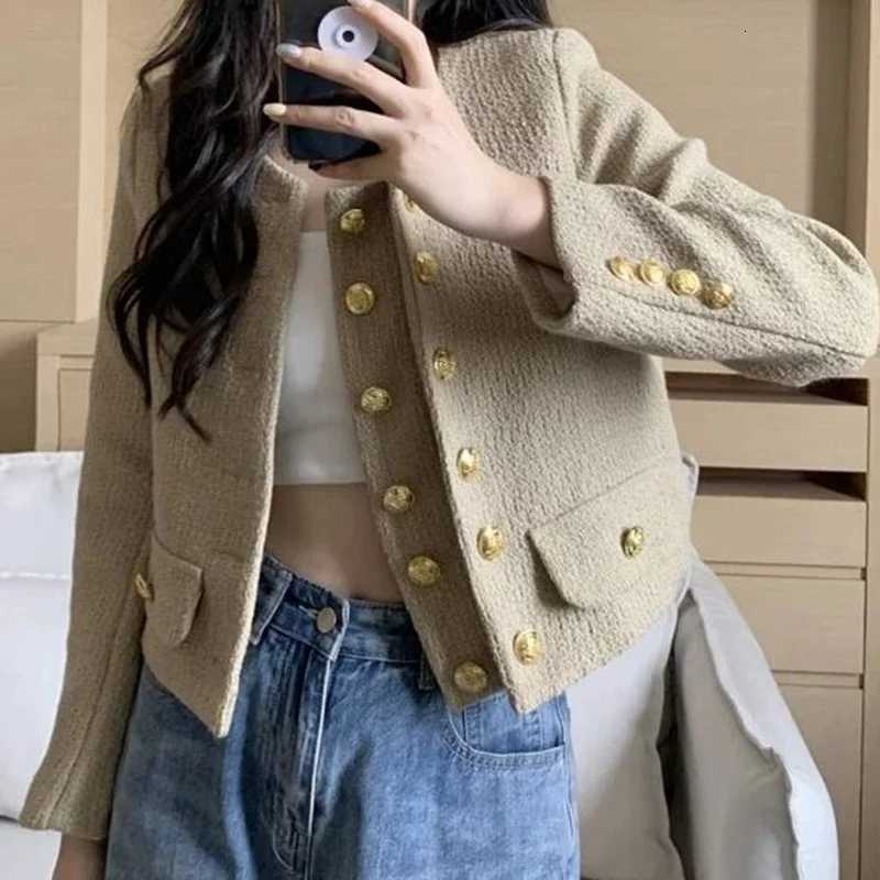 French temperament ladies short fragrance coat womens spring and autumn new loose Joker doublebreasted cardigan coat Y251105