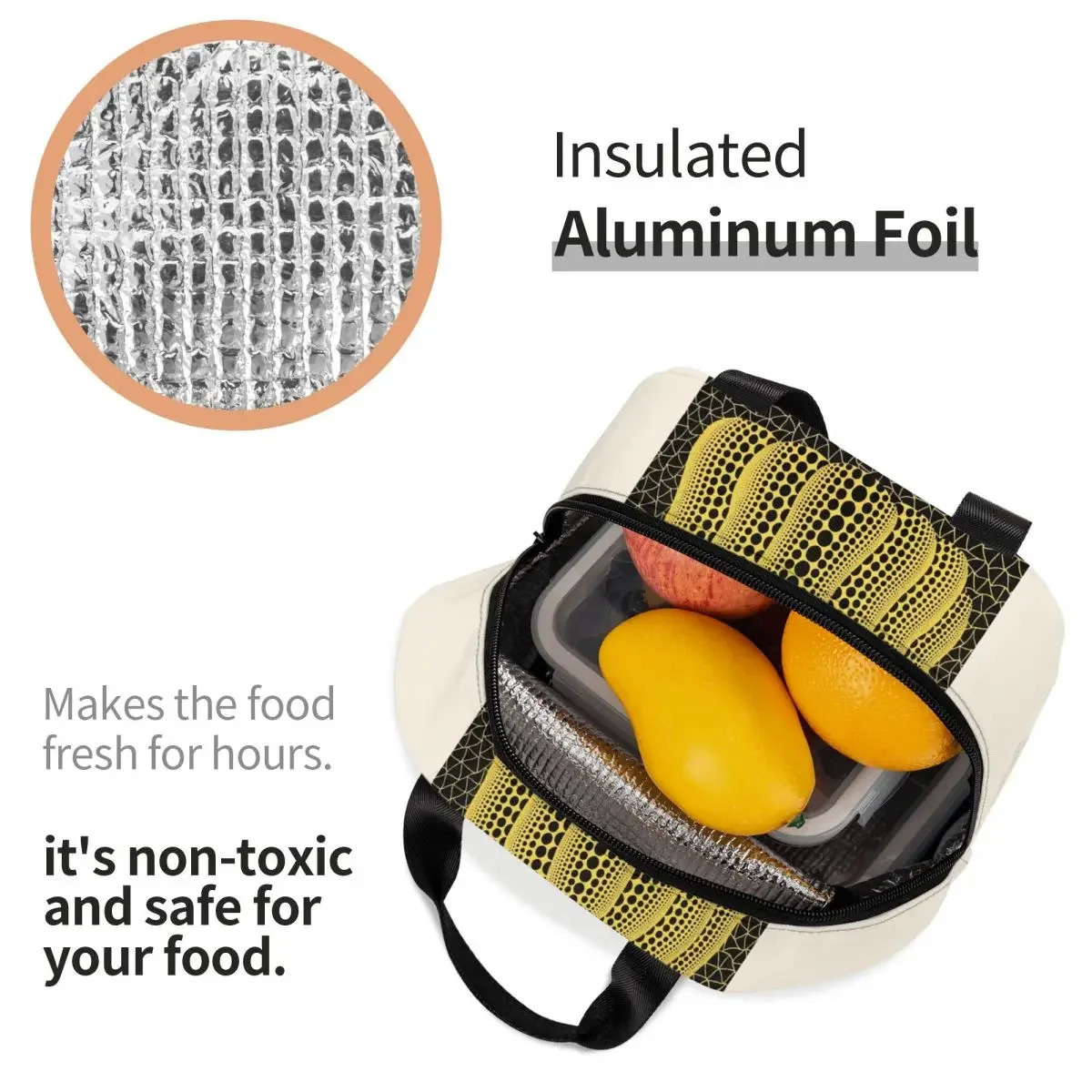 Yayoi Kusama Pumkin Forever Insulated Lunch Bag for Camping Travel Abstract Art Portable Cooler Thermal Lunch Box Women 251029