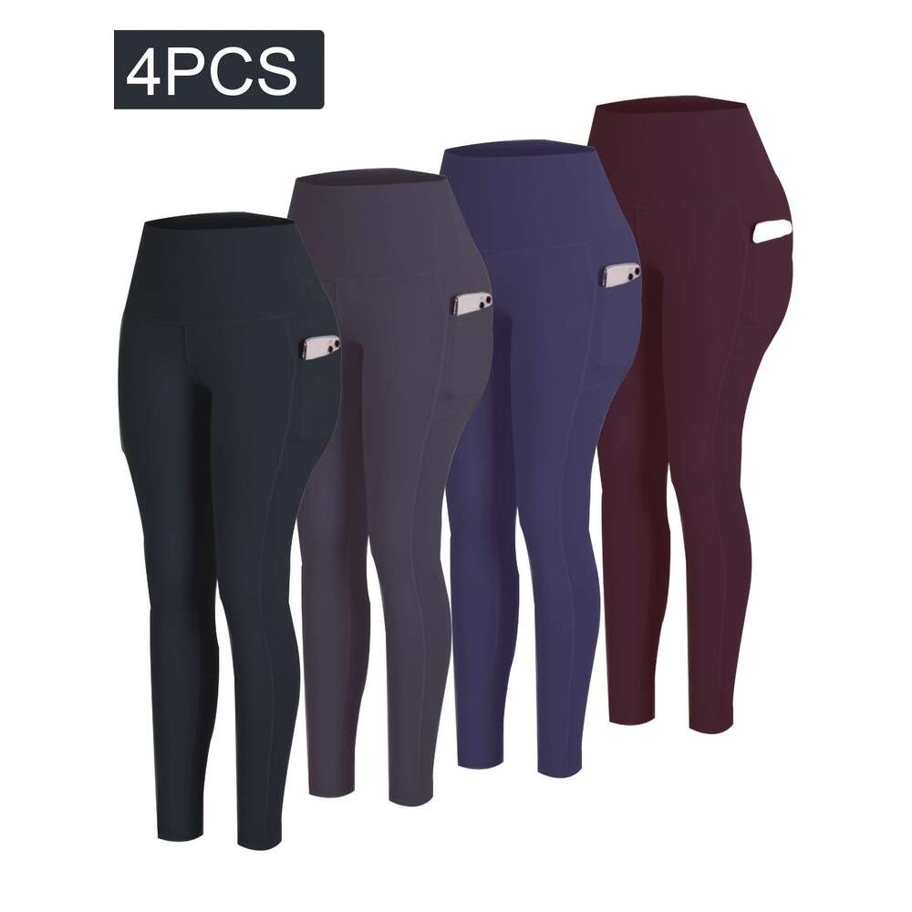 PRO-FiT 4pcs Set Of Sports Leggings, Abdominal Control, Butt Lift, Nine-point Printed Yoga Pants, Women'S Fiess Running Compression Pants