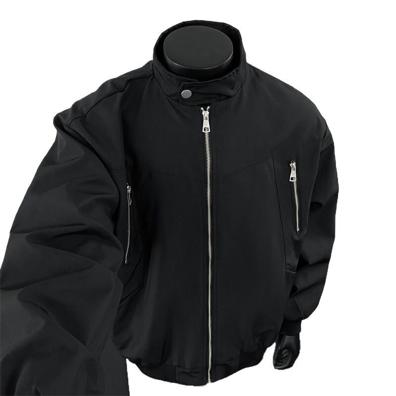 American High Street Stand Collar Workwear Pilot Jacket Men's Loose Trendy Designer Jacket Brand Zipper Design Baseball Jacket Coat Trendy