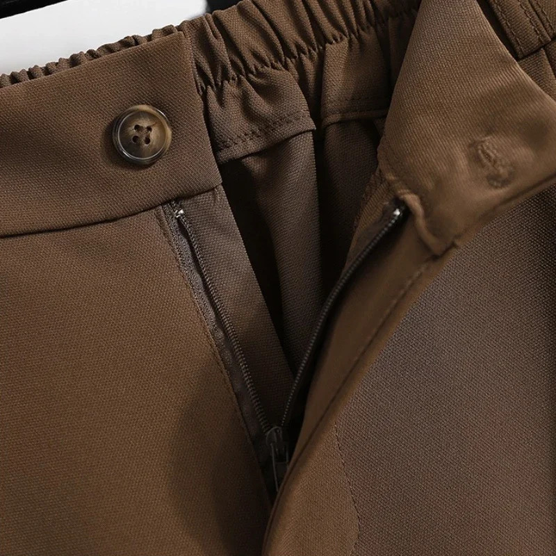 Female Solid Color Casual Trousers Autumn Winter Suit Pants Ladies Pockets Straight Plus Size Ankle Length 251029