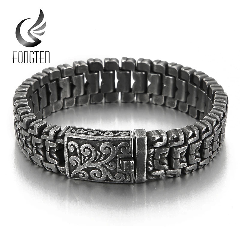 Fongten Rotre Totem Bracelets For Men Stainless Steel Wristband Charm Men Bracelet Bangles Hip Hop Gold Color Jewelry Wholesale 251028