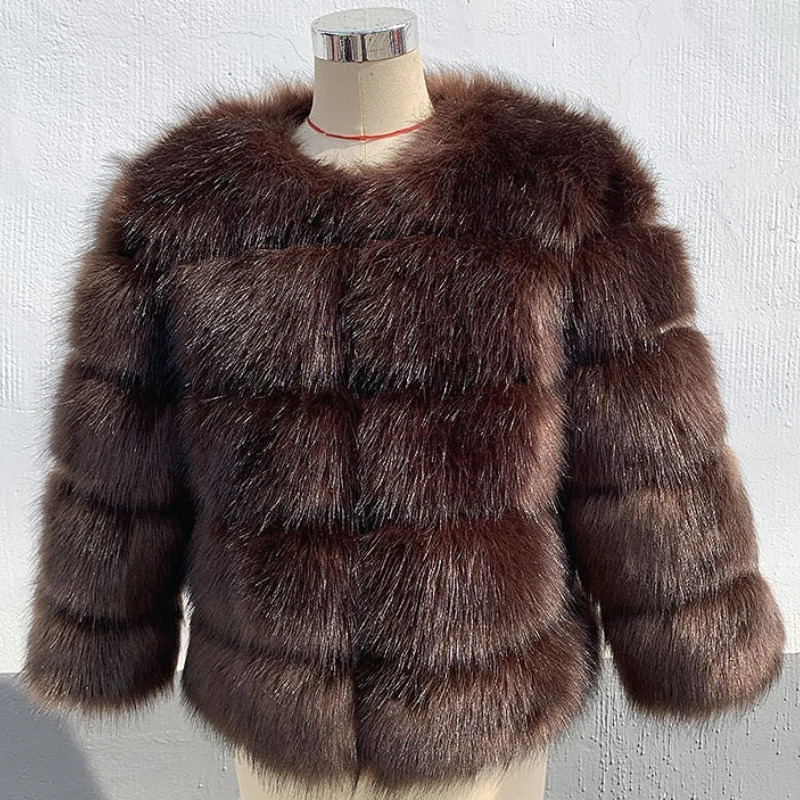 Women Faux Fur Zipper Coats Short Coat Jackets Elegant Jacket Furry Outerwear Party Solid Thick Warm Y2k Streetwear 251028