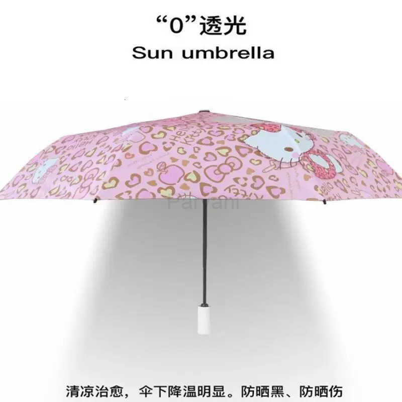 Sanrio Sanrio Hello Kitty Leopard Print Convenient Umbrella Kawaii Anime Sunscreen Uv Protection Sunshine and Rain Foldable Umbrella L251029