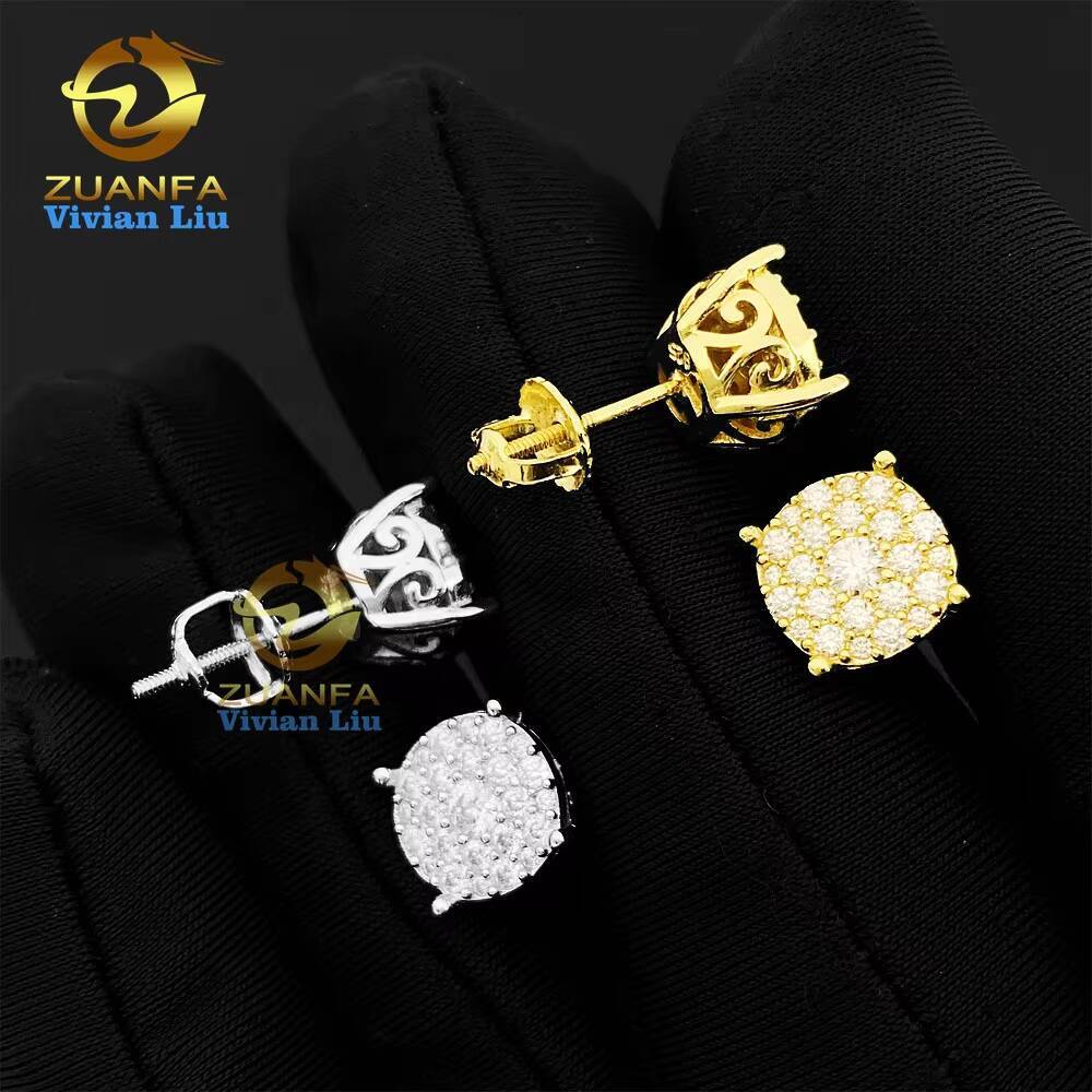 Pass Diamond Tester Vvs Moissanite 18k Gold Plated 925 Sterling Silver Shiny Jewelry High Quality Earrings for Women