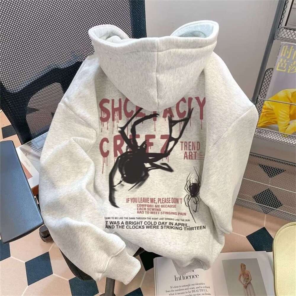 Hoodie Winter and Autumn Designer Men's Women's Hoodie Y2K Hip Hop Gothic Skull Cartoon Pattern Print Black Ultra David Coat Men's Wome