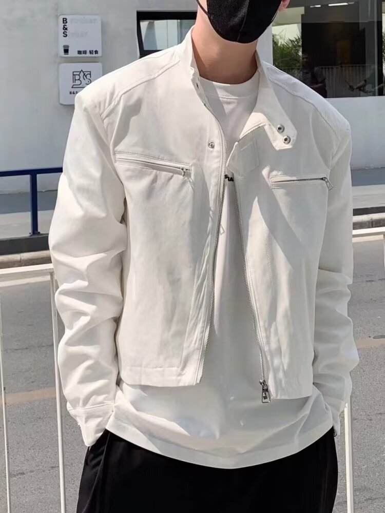 High-end Shoulder-padded Designer Jacket Short Functional Jacket For Men Spring And Autumn Niche American High Street Trendy Brand Vibe Style Motorcyc