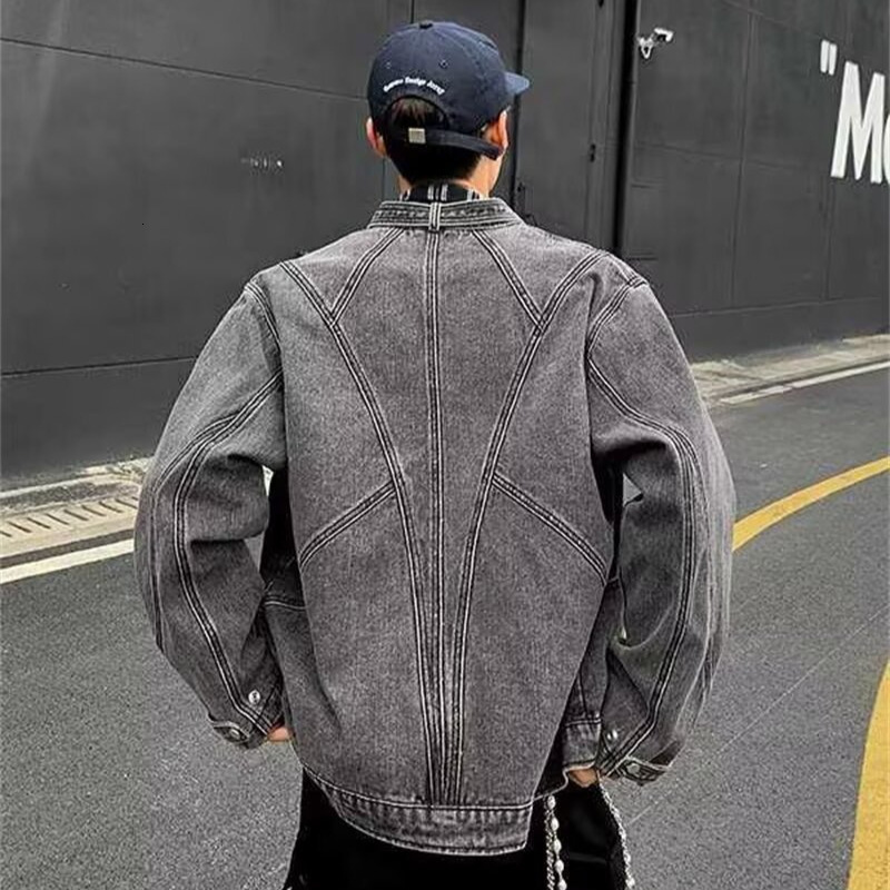 American High Street High-end Design Patchwork Workwear Denim Jacket Designer Jacket For Men Loose Versatile Casual Jacket