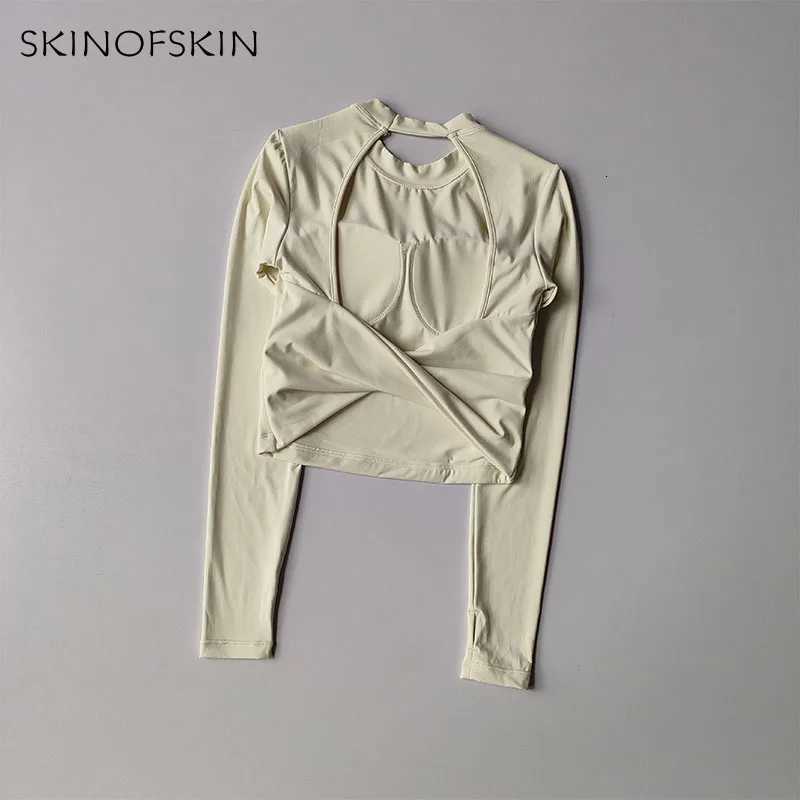 Sexy Back Sports Top for Women Autumn and Winter New Style Big Backless Yoga Suit Spicy Girl Long Sleeved Fitness TshirtXJ251029