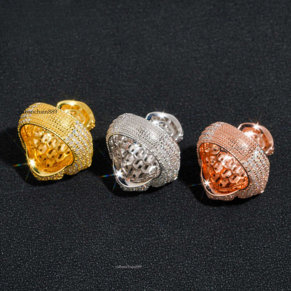 Hip hop fashion iced out vvs moissanite cross engagement sterling sier men dia ring