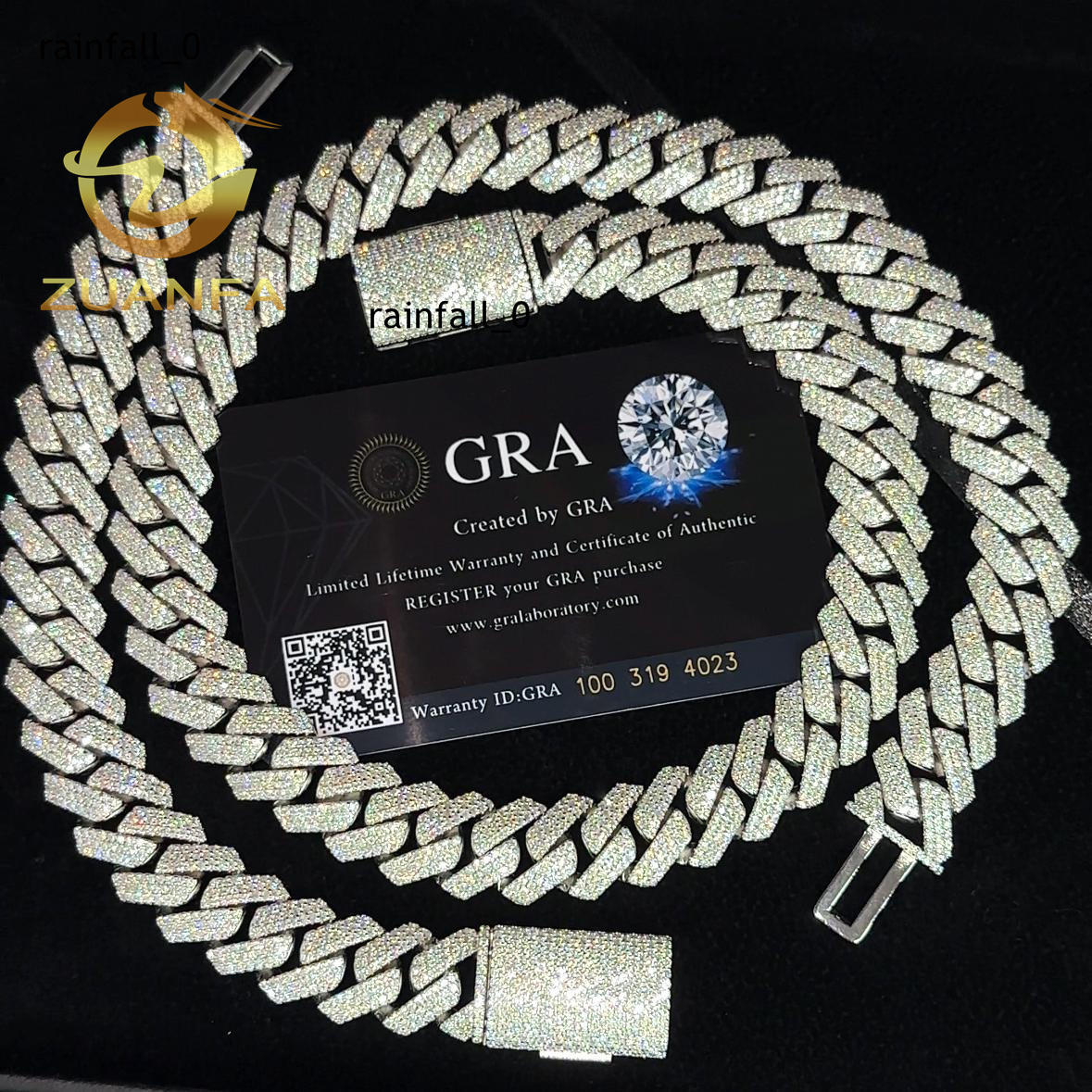 Instock Hip Hop Jewelry 15MM 3 Rows Moissanite Diamond Cuban Link Chain 925 Silver Iced Out Cuban Link Bracelet GRA Certificate