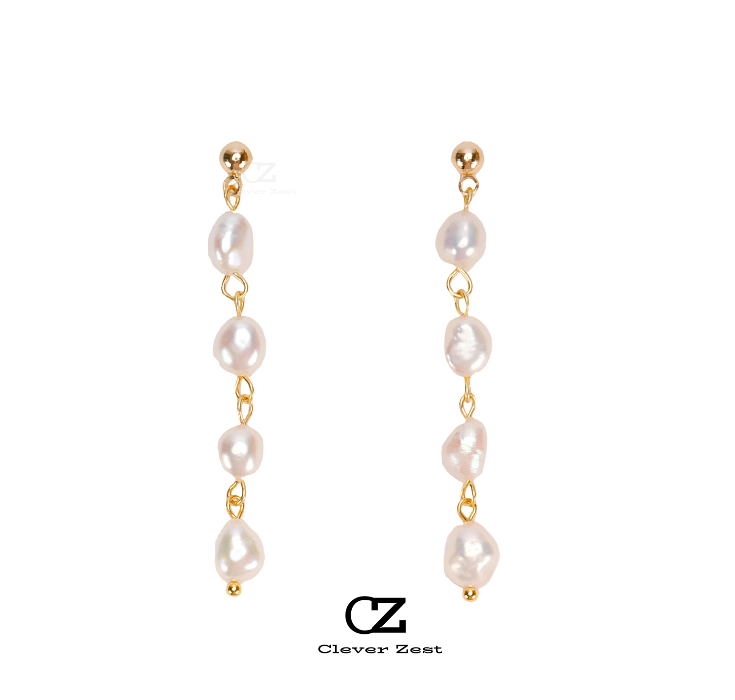 Natural White Rice-Shaped Pearl Long Fringe Earrings 14K Gold-Filled Fashionable Versatile Trend Anniversary Gift Bestie Gift