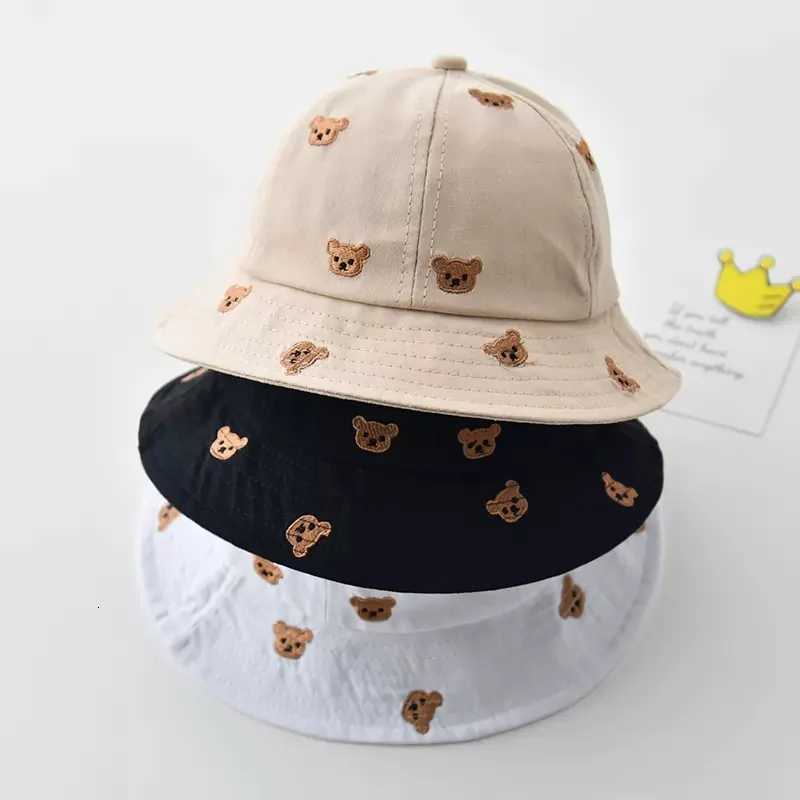 Wide Brim Baby Panama Basin Cap Kids Bear Fisherman Hat Cartoon Print Toddler Bowl Hat 13year Boy Girl Children Sunscreen Visor251028