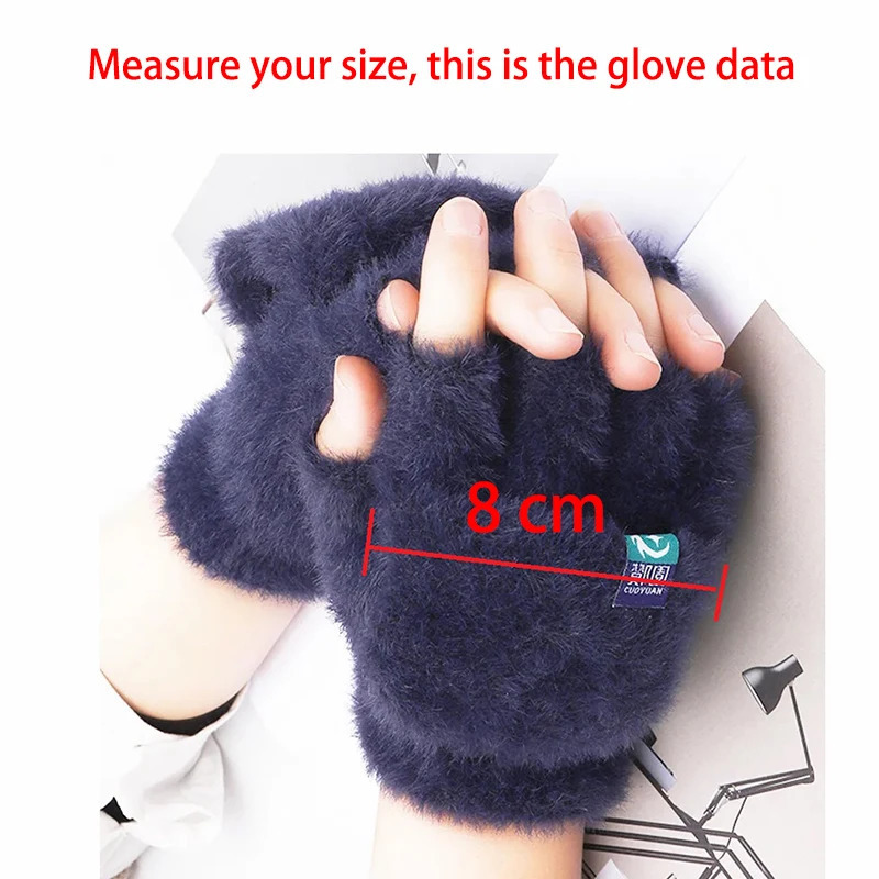 Plush Fingerless Gloves Female Winter Mitten Soft Warm Student Women Flip Gloves Outdoor Write Gloves Thickened Cold Protection 251029
