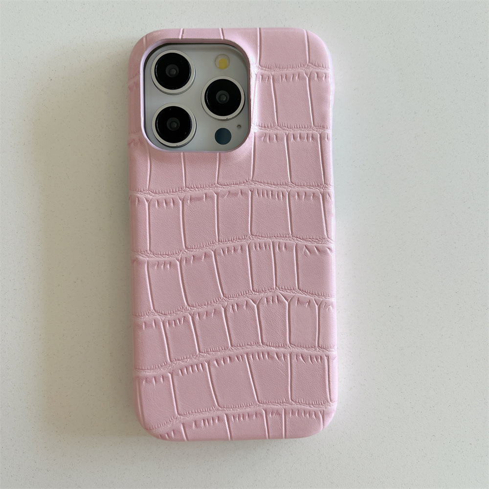 Niche Crocodile Leather Solid Color Phone Compatible with iPhone 17/16/15/14 Pro Max Material Case Apple 13