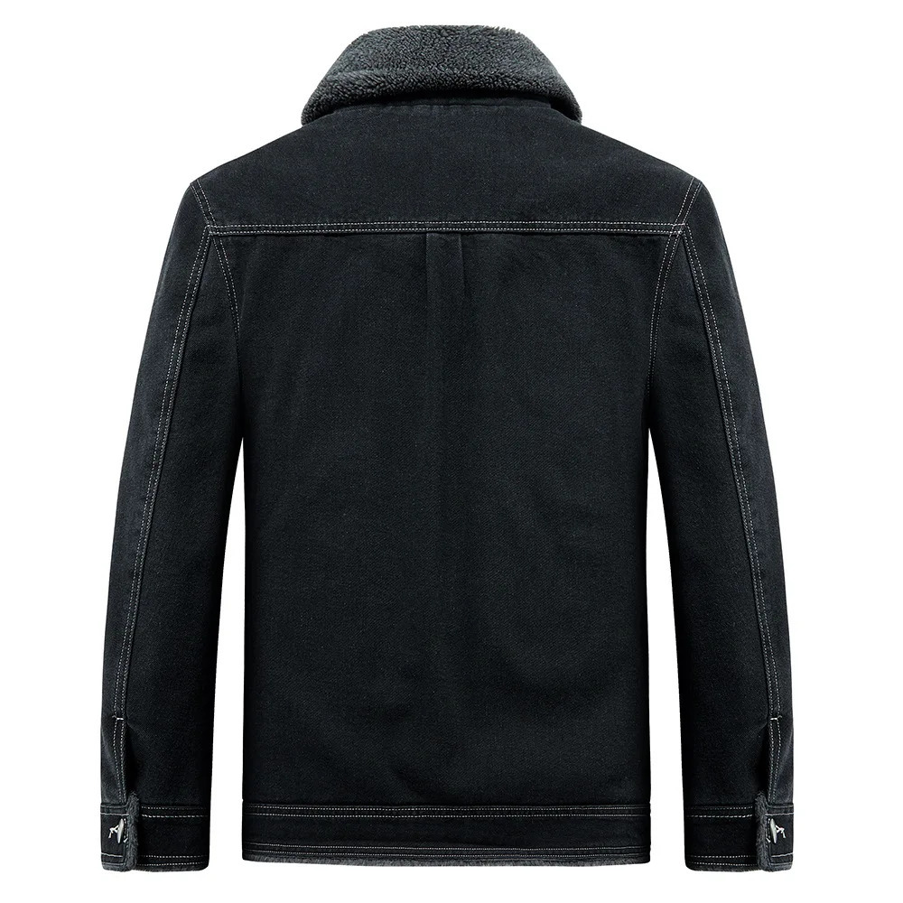 Winter Denim Jacket Coat Warm Fleece Thick Jeans Coat Men Windbreaker Fleece Thick Warm Men Jacket Multipockets Cow Overcoat 251024