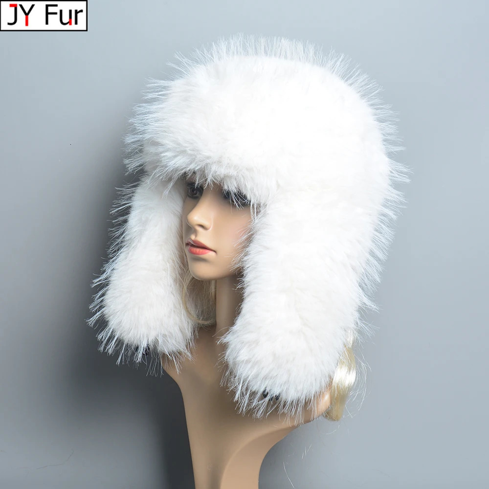 Women Bomber Hat Pilot Trooper Cap Mens Faux Fox Fur Hat Russian Ushanka Earflap Warm Caps Winter Snow Ski Faux Rabbit Fur Hats 251029