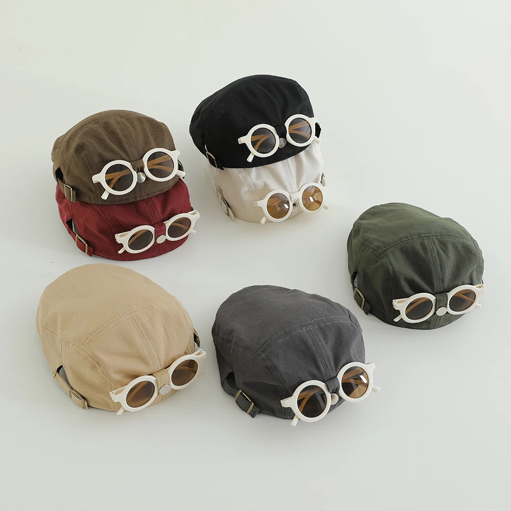Childrens Caps With Glasses Handsome Spring Summer Baby British Beret Hats Boys Girls Korean Painter Hat For Kids 25 Years 251029