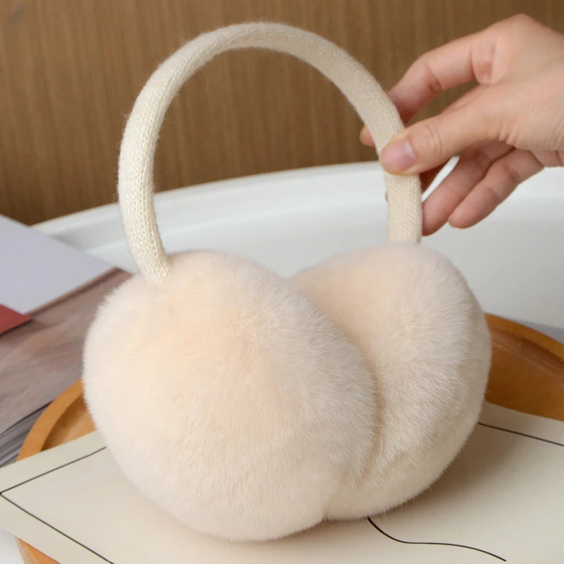 MPPM Natural 100 Rex Rabbit Fur Earmuffs Winter Accessories for Women Winter Ear Muffs Fluffy Earmuff Ear Cover for Winter 251029